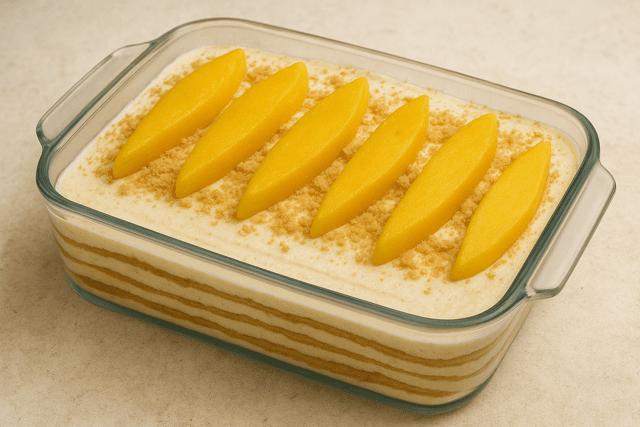 Mango Float (Filipino Refrigerator Cake)