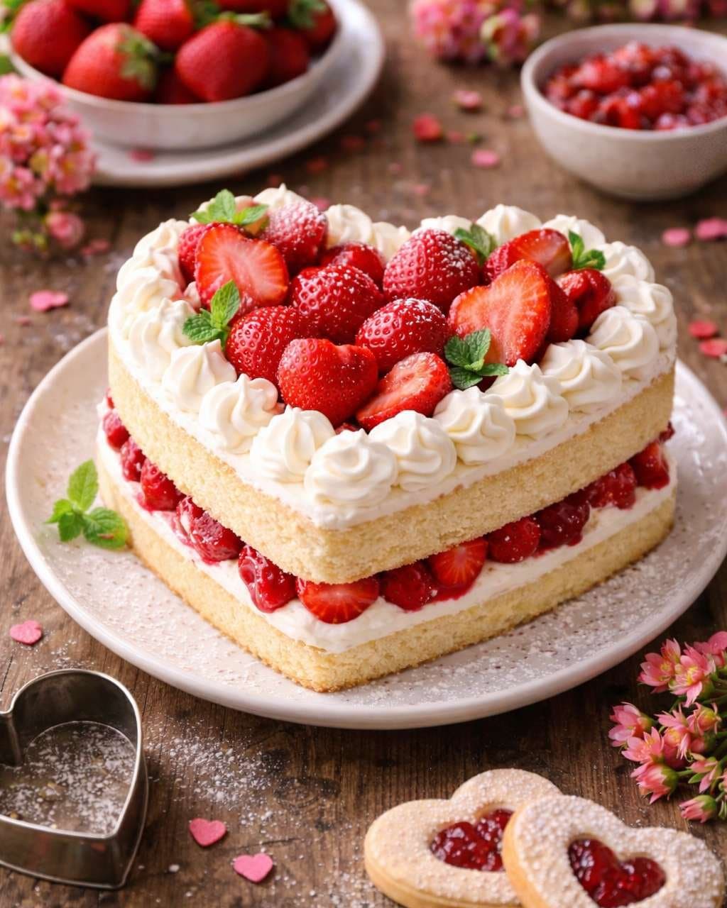 Heart-Shaped Strawberry Shortcake