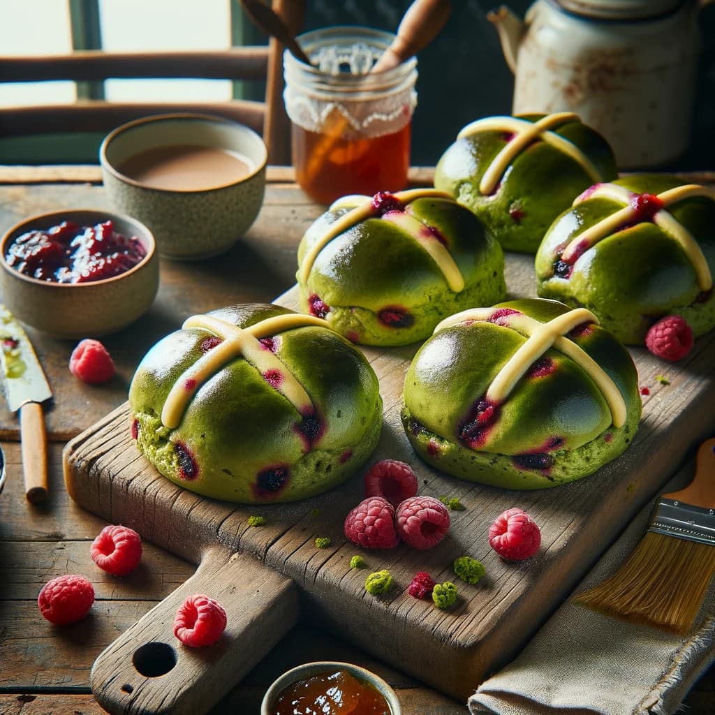 Baking for Easter: Matcha Raspberry Hot Cross Buns – A Fresh Take on Tradition